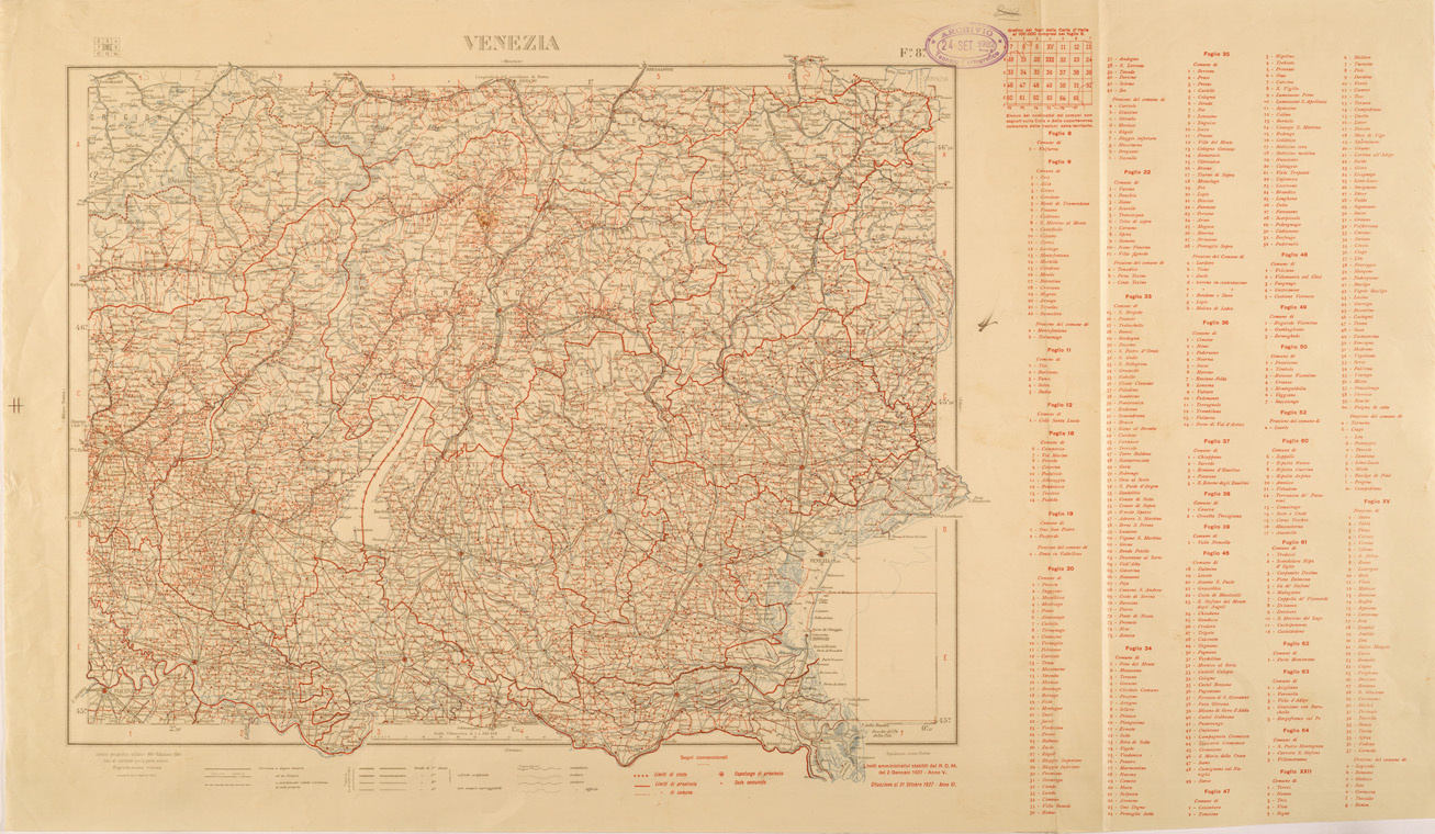 (N:26481) CARTA COROGRAFICA D'ITALIA FOGLIO 8 VENEZIA (SE000043) Carte e stampe antiche: riproduzione a colori su carta (formato A1)