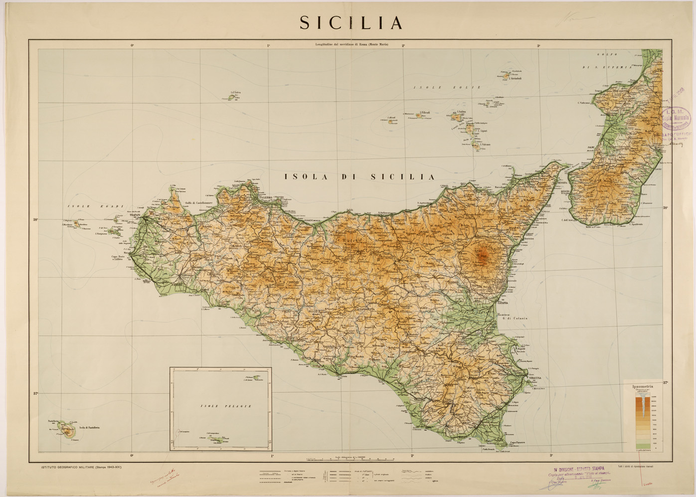 (N:26546) SICILIA (SE000094) Carte e stampe antiche: riproduzione a colori su carta (formato A1)