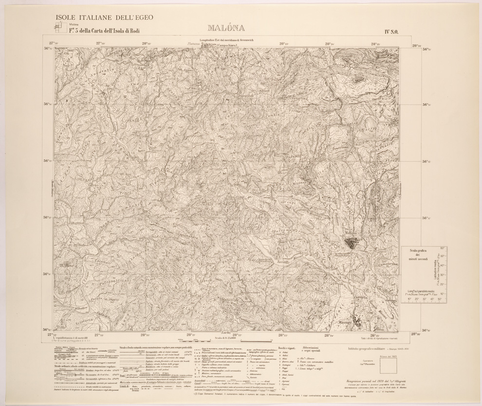 (N:26401) ISOLE ITALIANE DELL'EGEO AL 25.000 - ISOLA DI RODI - FOGLIO 3 IV SO - MALONA (SE000122) Carte e stampe antiche: riproduzione a colori su carta (formato A1)