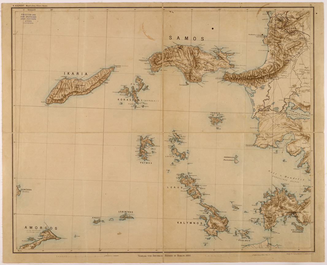 (N:26710) WESTLICHEN KLEINASIEN - ASIA MINORE OCCIDENTALE - FOGLIO X - SAMOS (SE000225) Carte e stampe antiche: riproduzione a colori su carta (formato A1)