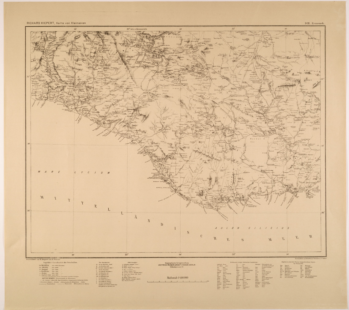 (N:26745) KARTE VON KLEINASIEN - ASIA MINORE - FOGLIO D III - ERMENEK (SE000251) Carte e stampe antiche: riproduzione a colori su carta (formato A1)