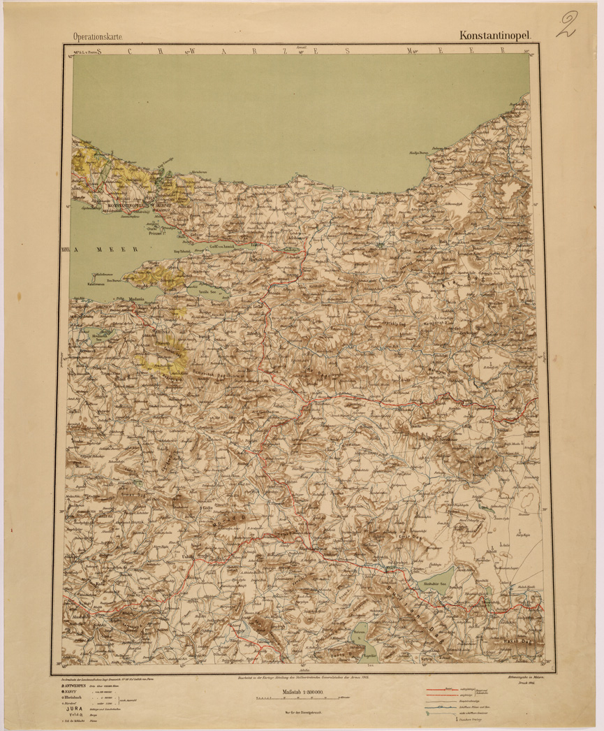 (N:26624) OPERATIONSKARTE - 1:800.000 - ASIA MINORE MESOPOTAMIA CAUCASO - KONSTANTINOPEL (SE000257) Carte e stampe antiche: riproduzione a colori su carta (formato A1)