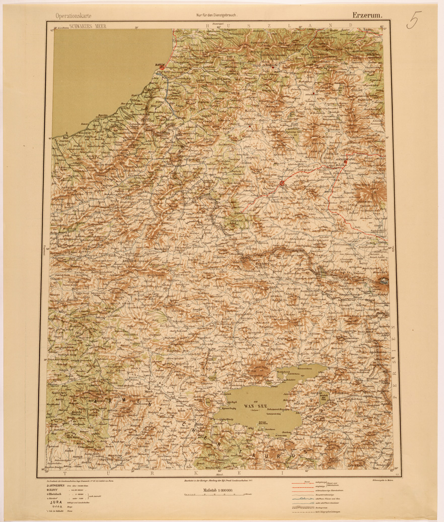 (N:26621) OPERATIONSKARTE - 1:800.000 - ASIA MINORE MESOPOTAMIA CAUCASO - ERZERUM (SE000260) Carte e stampe antiche: riproduzione a colori su carta (formato A1)