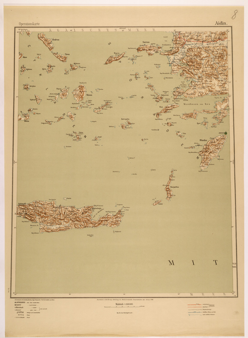 (N:26617) OPERATIONSKARTE - 1:800.000 - ASIA MINORE MESOPOTAMIA CAUCASO - AIDIN (SE000263) Carte e stampe antiche: riproduzione a colori su carta (formato A1)