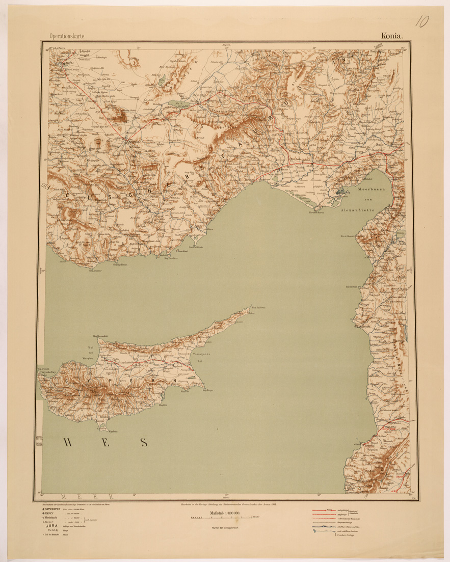 (N:26615) OPERATIONSKARTE - 1:800.000 - ASIA MINORE MESOPOTAMIA CAUCASO - KONIA (SE000265) Carte e stampe antiche: riproduzione a colori su carta (formato A1)