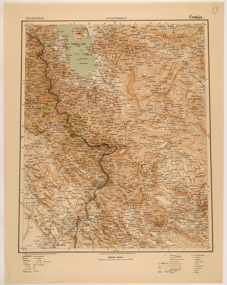 (N:26612) OPERATIONSKARTE - 1:800.000 - ASIA MINORE MESOPOTAMIA CAUCASO - URMIJA (SE000268) Carte e stampe antiche: riproduzione a colori su carta (formato A1)