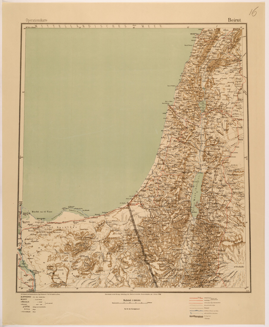 (N:26609) OPERATIONSKARTE - 1:800.000 - ASIA MINORE MESOPOTAMIA CAUCASO - BEIRUT (SE000271) Carte e stampe antiche: riproduzione a colori su carta (formato A1)