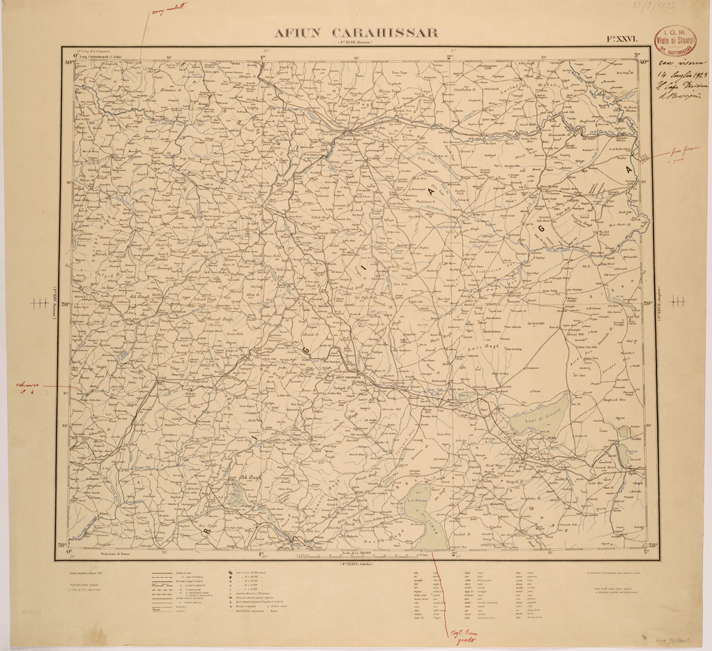 (N:26521) CARTA COROGRAFICA DELL' ASIA MINORE - FOGLIO XXVI - AFIUN CARAHISSAR (SE000286) Carte e stampe antiche: riproduzione a colori su carta (formato A1)