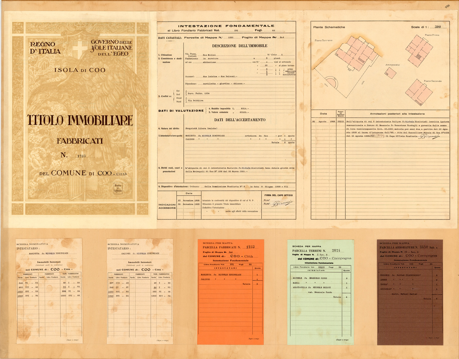 (N:26561) CATASTO DELLE ISOLE DELL' EGEO - ESEMPIO DI LIBRETTO IMMOBILIARE (SE000313) Carte e stampe antiche: riproduzione a colori su carta (formato A1)