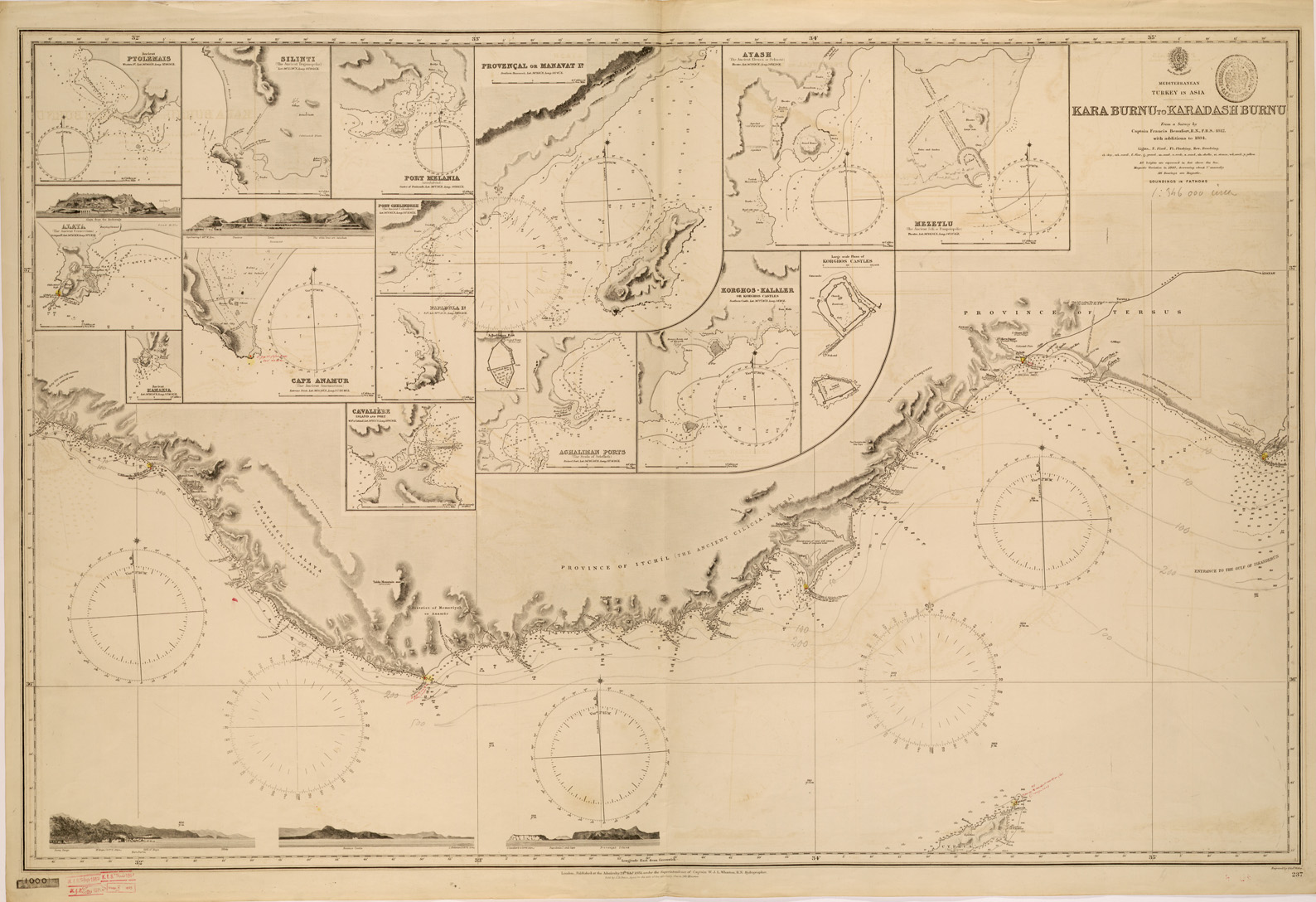 (N:26658) AMMIRAGLIATO INGLESE - KARA BURNU TO KARADASH BURNU (SE000405) Carte e stampe antiche: riproduzione a colori su carta (formato A1)