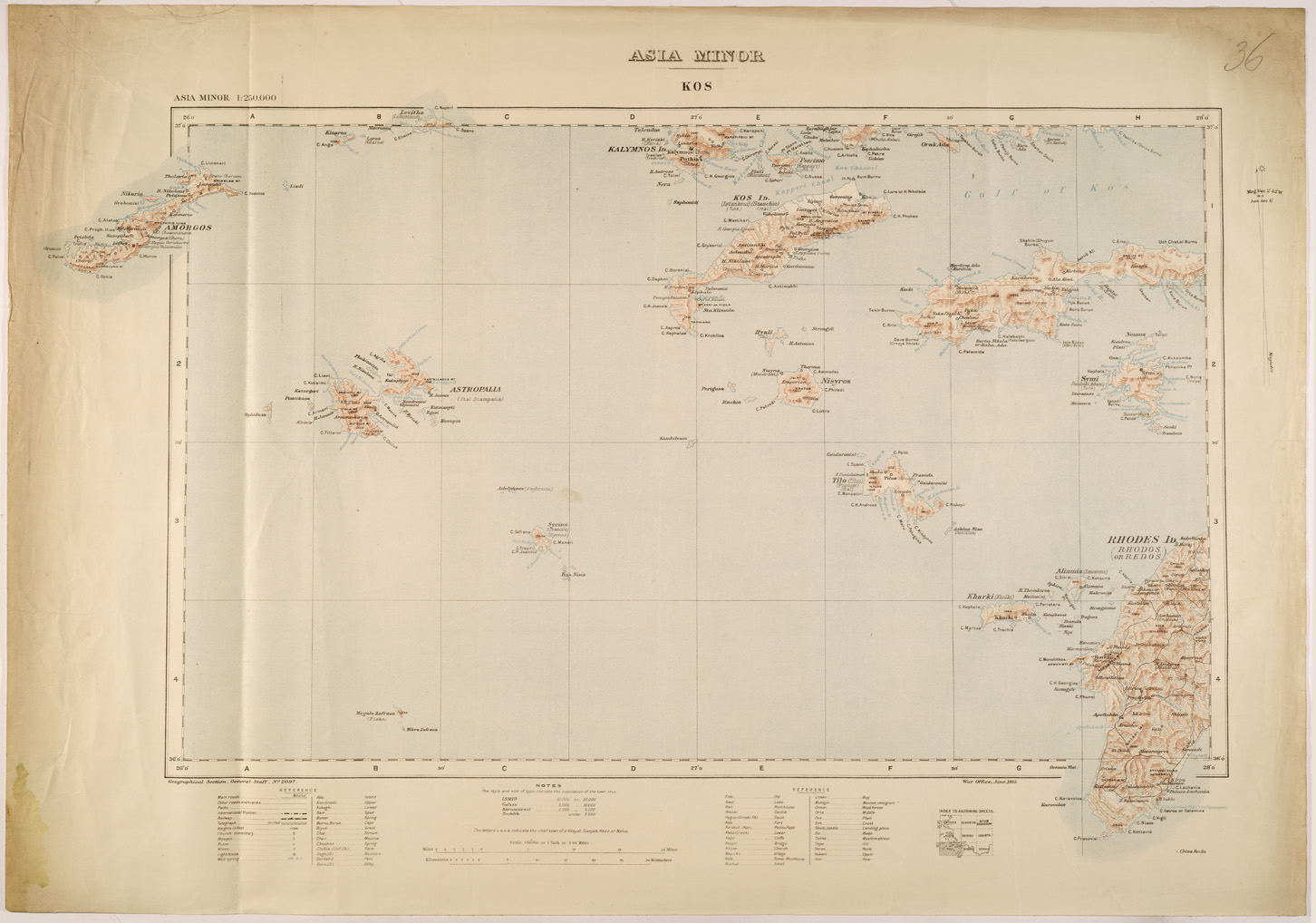 (N:26697) ASIA MINOR - KOS (SE000443) Carte e stampe antiche: riproduzione a colori su carta (formato A1)