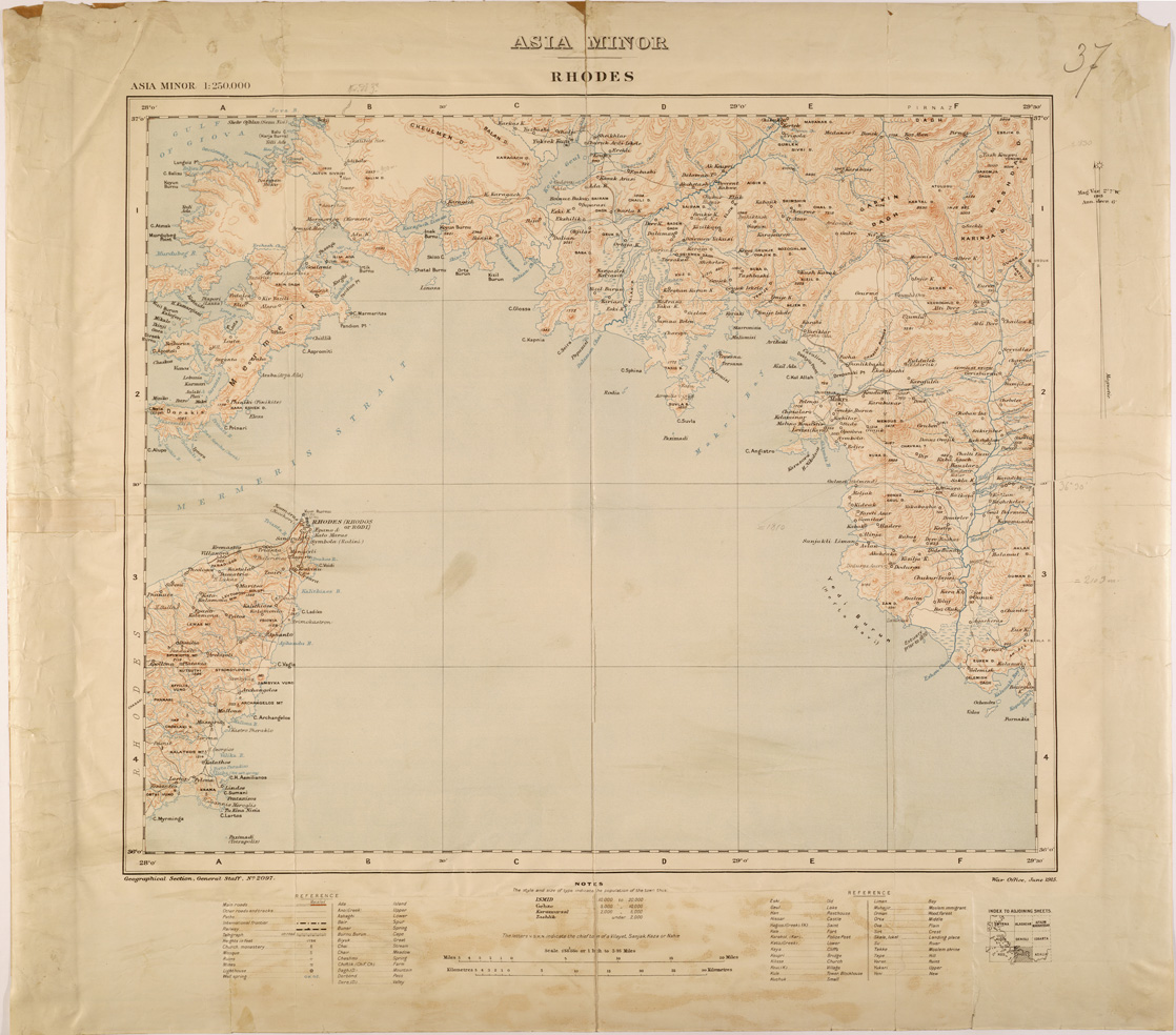 (N:26698) ASIA MINOR - RHODES (SE000444) Carte e stampe antiche: riproduzione a colori su carta (formato A1)