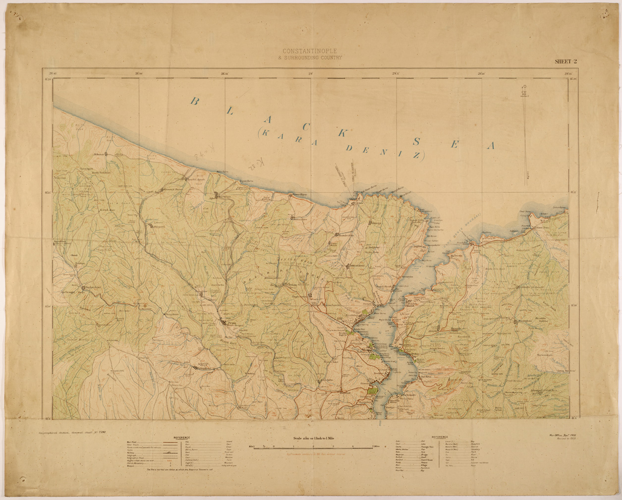 (N:26872) CONSTANTINOPLE & SURROUNDING COUNTRY - SHEET II (SE000493) Carte e stampe antiche: riproduzione a colori su carta (formato A1)