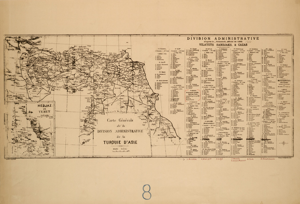 (N:26768) DIVISION ADMINISTRATIVE DE LA TURQUIE D'ASIE (SE000516) Carte e stampe antiche: riproduzione a colori su carta (formato A1)