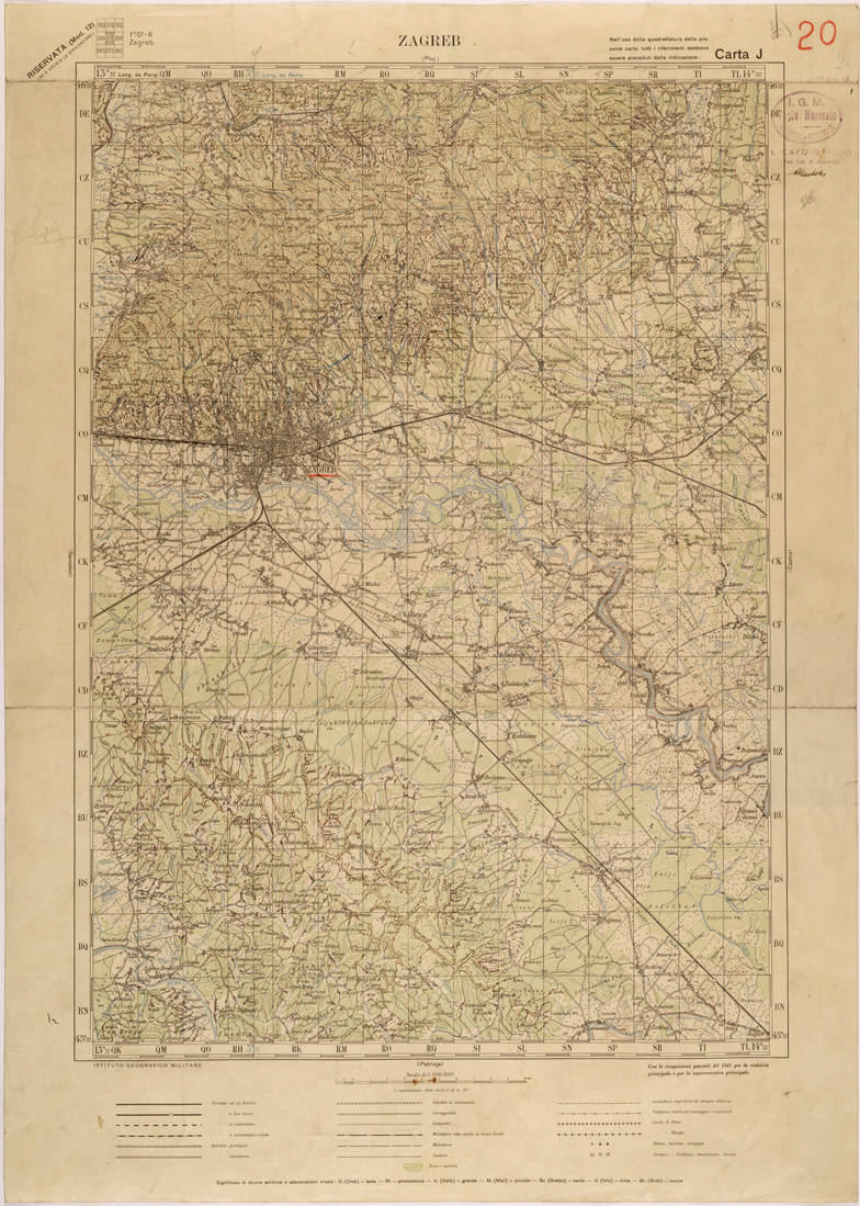 (N:27086) JUGOSLAVIA - CARTA J - ZAGREB (SE000625) Carte e stampe antiche: riproduzione a colori su carta (formato A1)