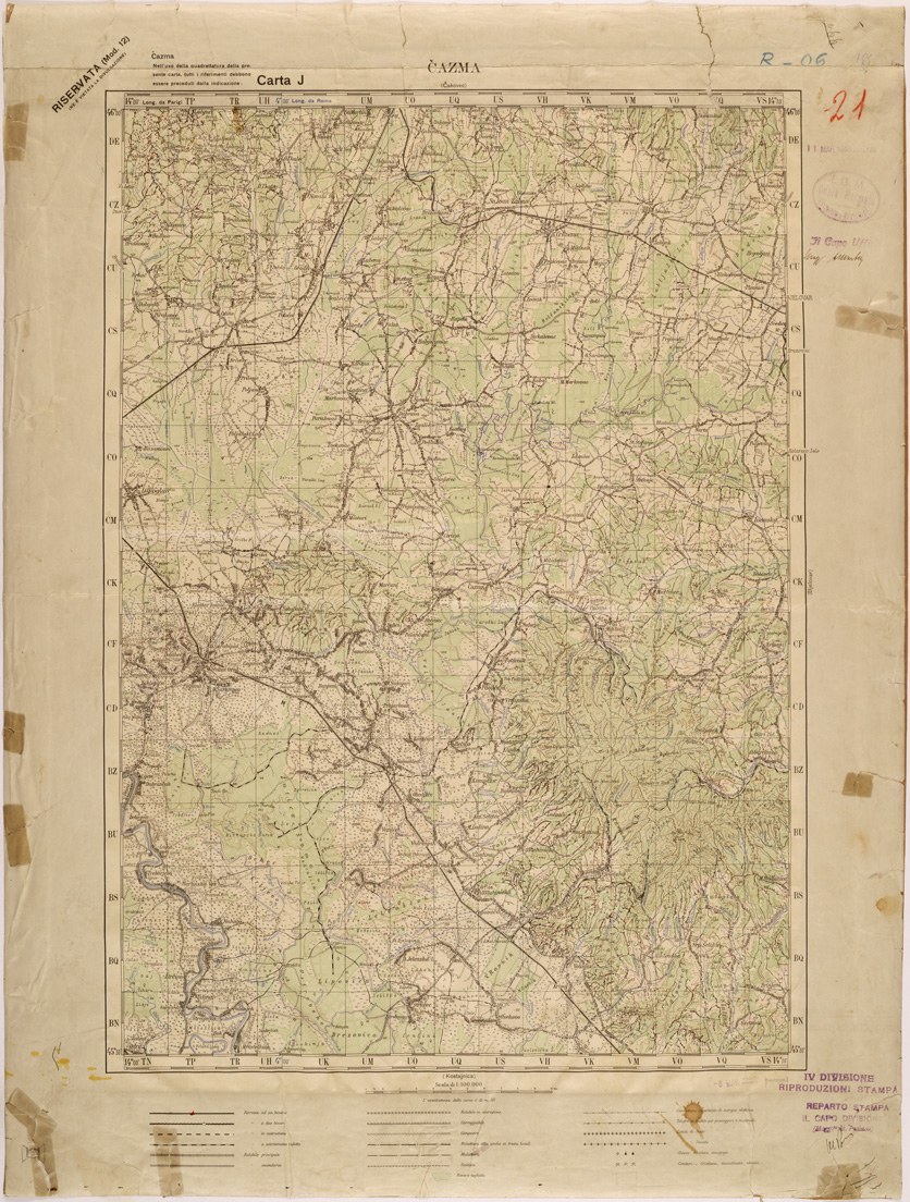 (N:27087) JUGOSLAVIA - CARTA J - CAZMA (SE000626) Carte e stampe antiche: riproduzione a colori su carta (formato A1)