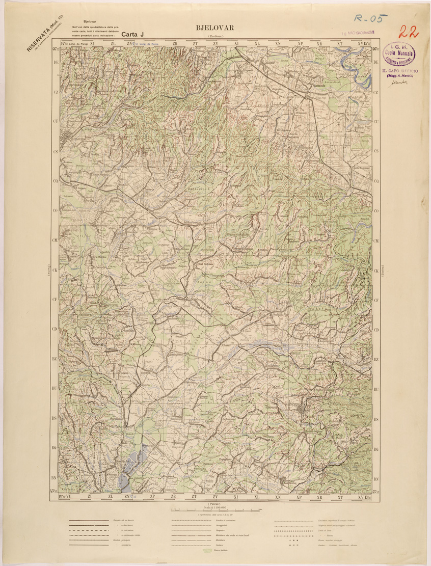 (N:27088) JUGOSLAVIA - CARTA J - BJELOVAR (SE000627) Carte e stampe antiche: riproduzione a colori su carta (formato A1)