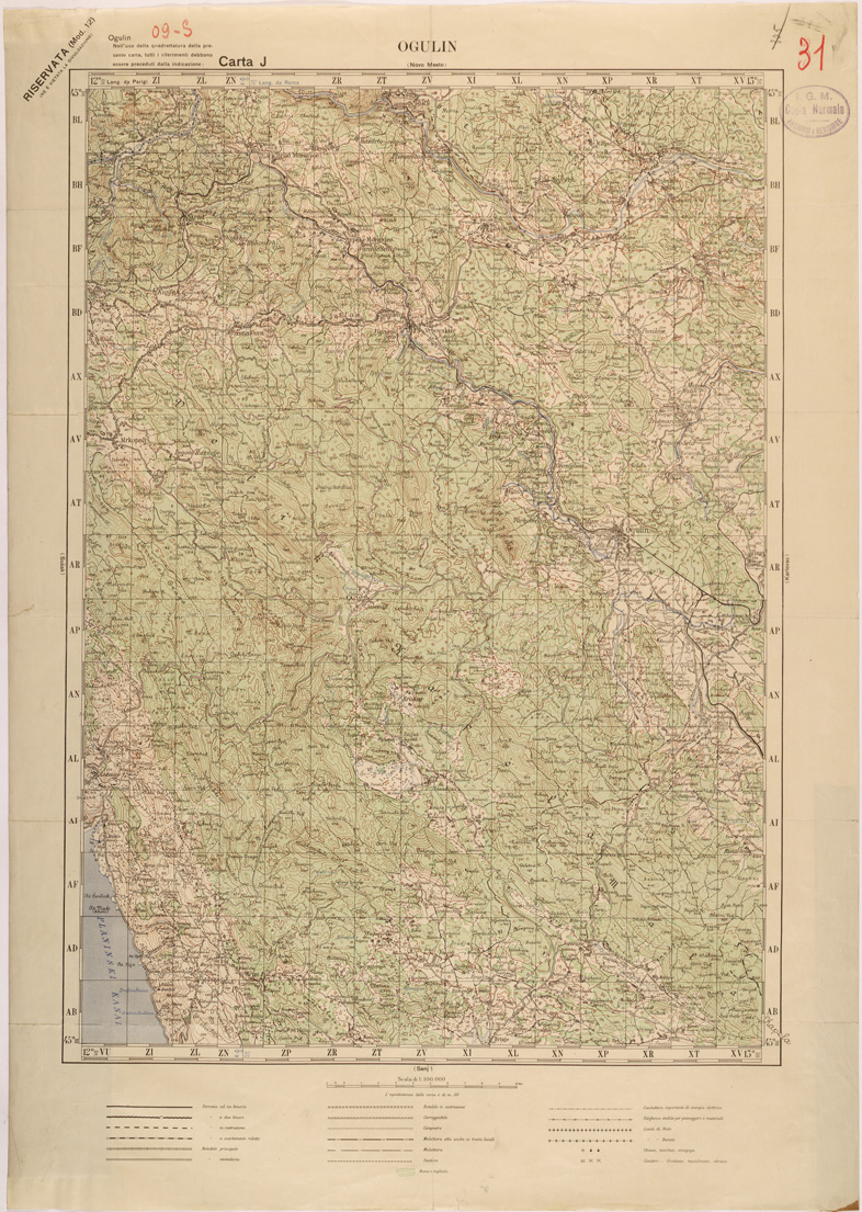 (N:27097) JUGOSLAVIA - CARTA J - OGULIN (SE000636) Carte e stampe antiche: riproduzione a colori su carta (formato A1)