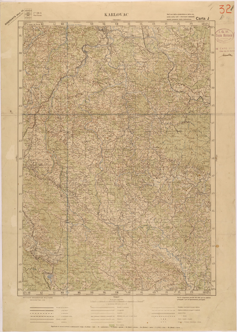 (N:27101) JUGOSLAVIA - CARTA J - KARLOVAC (SE000637) Carte e stampe antiche: riproduzione a colori su carta (formato A1)