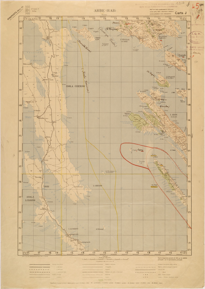 (N:27117) JUGOSLAVIA - CARTA J - ARBE (RAB) (SE000650) Carte e stampe antiche: riproduzione a colori su carta (formato A1)