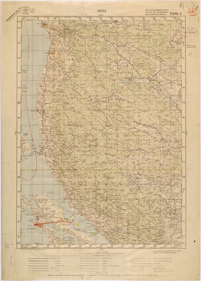 (N:27118) JUGOSLAVIA - CARTA J - SENJ (SE000651) Carte e stampe antiche: riproduzione a colori su carta (formato A1)