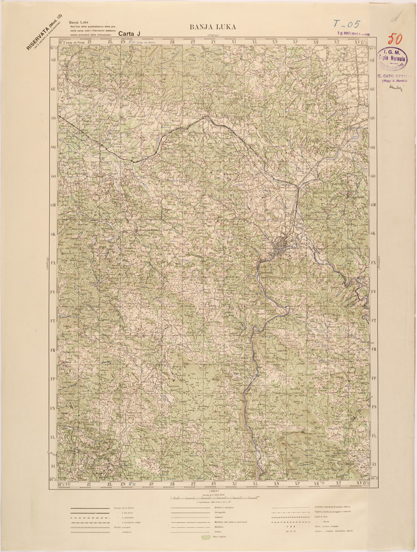 (N:27122) JUGOSLAVIA - CARTA J - BANJA LUKA (SE000655) Carte e stampe antiche: riproduzione a colori su carta (formato A1)