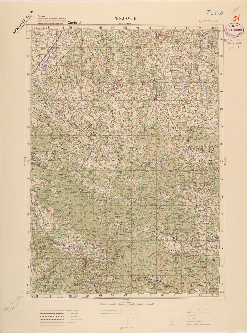 (N:27123) JUGOSLAVIA - CARTA J - PRNJAVOR (SE000656) Carte e stampe antiche: riproduzione a colori su carta (formato A1)