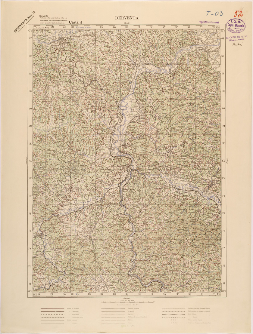 (N:27126) JUGOSLAVIA - CARTA J - DERVENTA (SE000657) Carte e stampe antiche: riproduzione a colori su carta (formato A1)