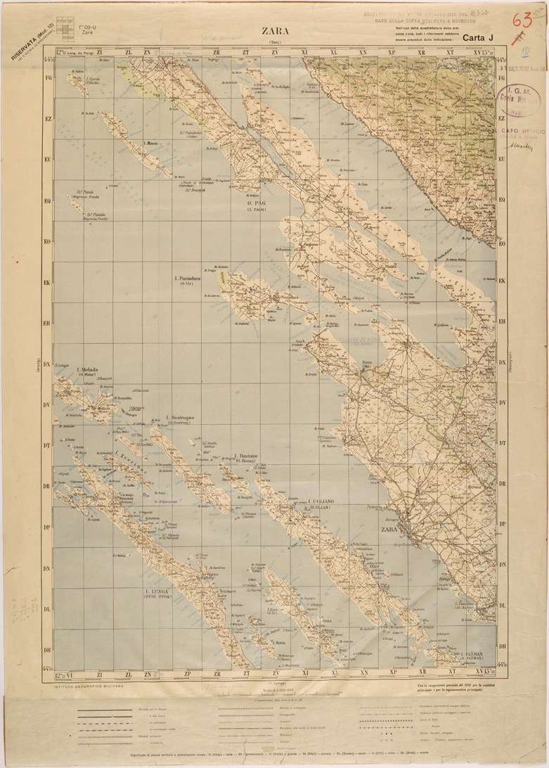 (N:27139) JUGOSLAVIA - CARTA J - ZARA (SE000668) Carte e stampe antiche: riproduzione a colori su carta (formato A1)