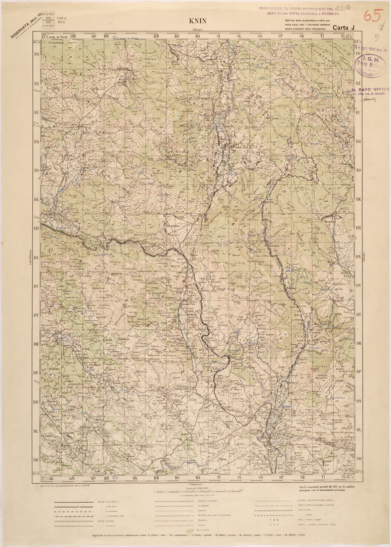 (N:27141) JUGOSLAVIA - CARTA J - KNIN (SE000670) Carte e stampe antiche: riproduzione a colori su carta (formato A1)