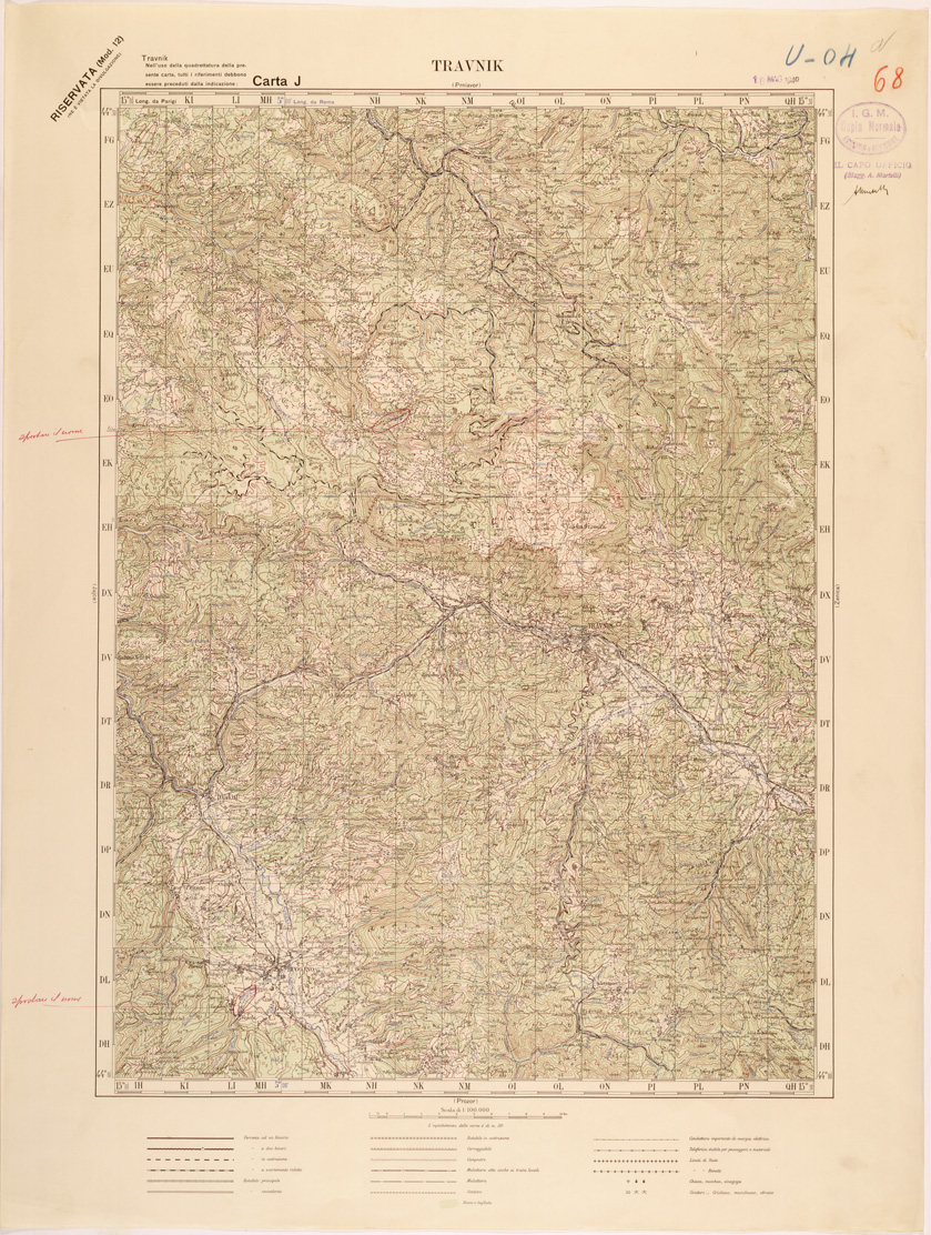 (N:27144) JUGOSLAVIA - CARTA J - TRAVNIK
 (SE000673) Carte e stampe antiche: riproduzione a colori su carta (formato A1)