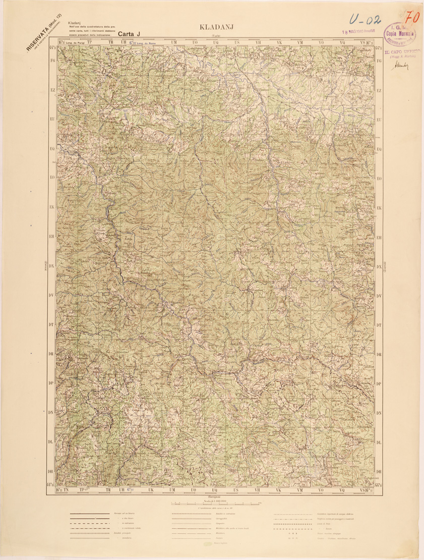 (N:27146) JUGOSLAVIA - CARTA J - KLADANJ (SE000675) Carte e stampe antiche: riproduzione a colori su carta (formato A1)