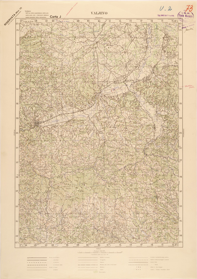 (N:27149) JUGOSLAVIA - CARTA J - VALJEVO (SE000678) Carte e stampe antiche: riproduzione a colori su carta (formato A1)