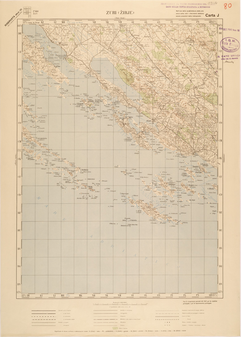 (N:27162) JUGOSLAVIA - CARTA J - ZURI ( ZIRJE ) (SE000685) Carte e stampe antiche: riproduzione a colori su carta (formato A1)
