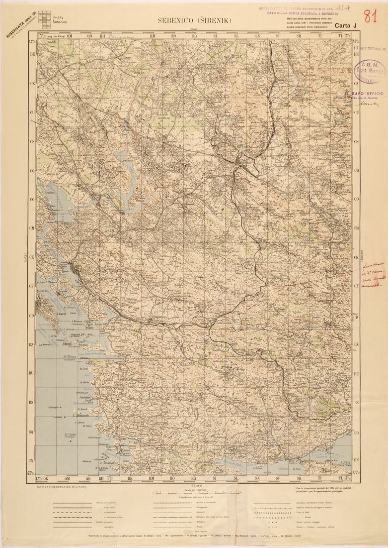 (N:27163) JUGOSLAVIA - CARTA J - SEBENICO ( SIBENIK ) (SE000686) Carte e stampe antiche: riproduzione a colori su carta (formato A1)