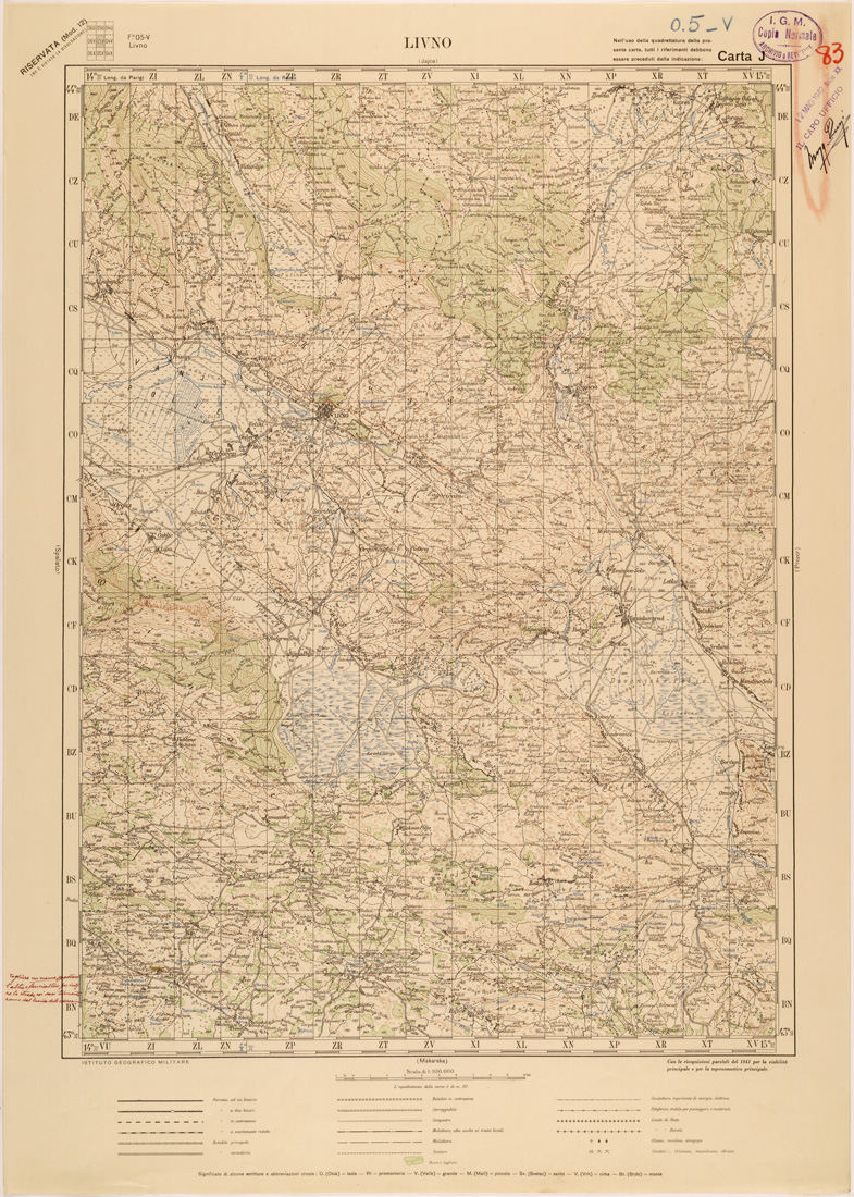 (N:27165) JUGOSLAVIA - CARTA J - LIVNO (SE000688) Carte e stampe antiche: riproduzione a colori su carta (formato A1)