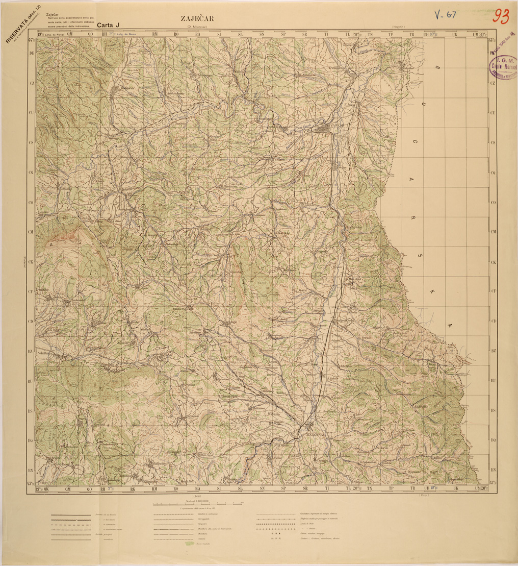 (N:27185) JUGOSLAVIA - CARTA J - ZAJECAR
 (SE000698) Carte e stampe antiche: riproduzione a colori su carta (formato A1)