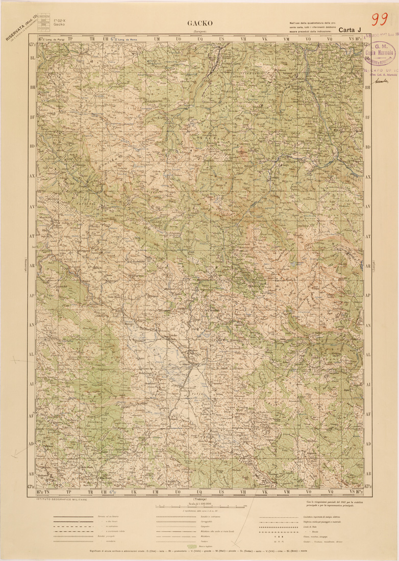 (N:27191) JUGOSLAVIA - CARTA J - GACKO (SE000704) Carte e stampe antiche: riproduzione a colori su carta (formato A1)
