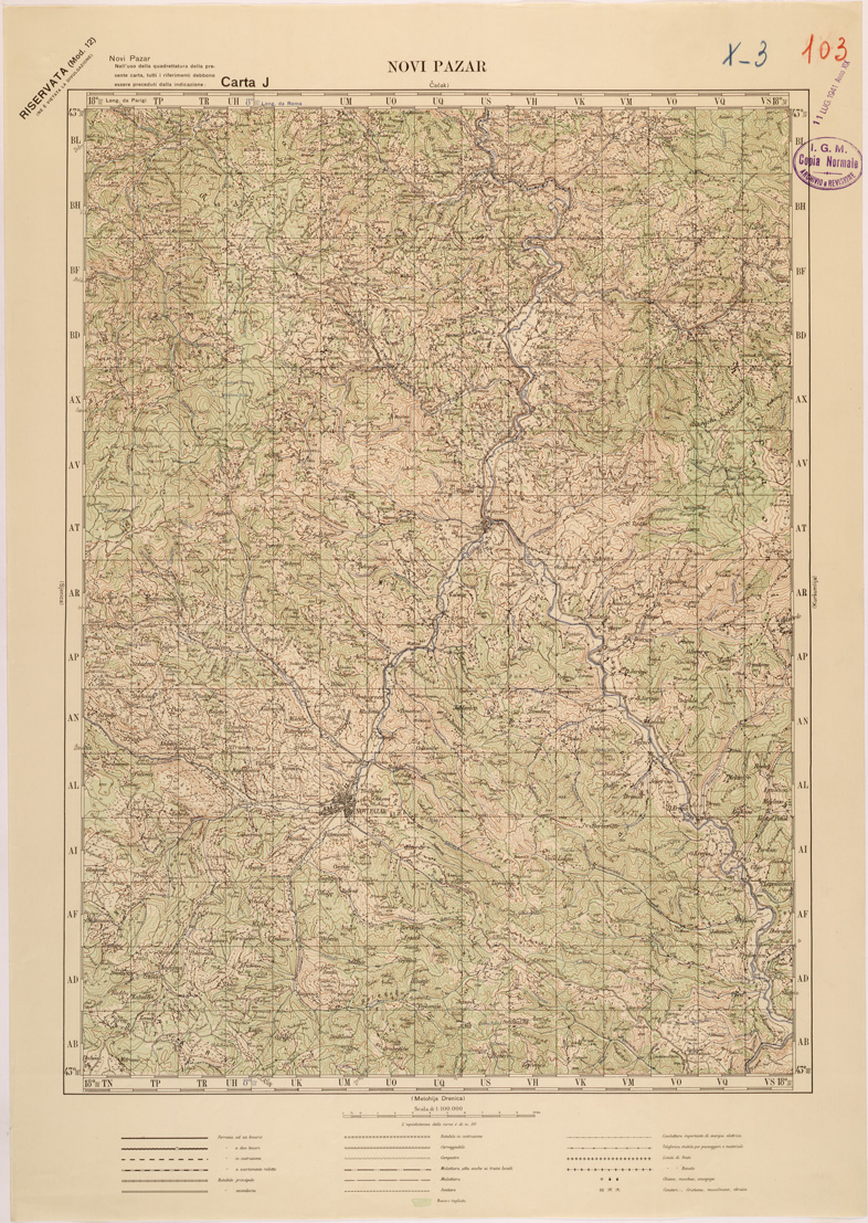 (N:27195) JUGOSLAVIA - CARTA J - NOVI PAZAR
 (SE000708) Carte e stampe antiche: riproduzione a colori su carta (formato A1)