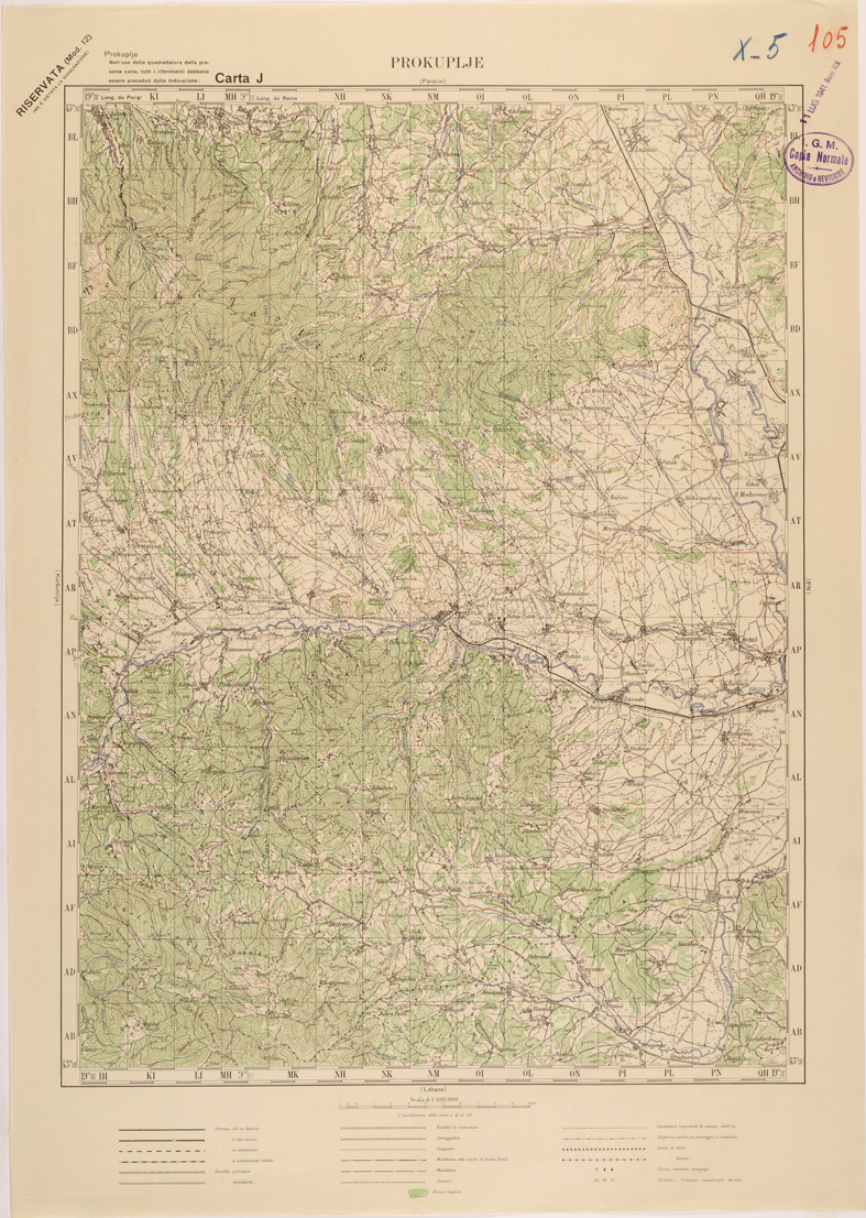 (N:27197) JUGOSLAVIA - CARTA J - PROKUPLJE (SE000710) Carte e stampe antiche: riproduzione a colori su carta (formato A1)