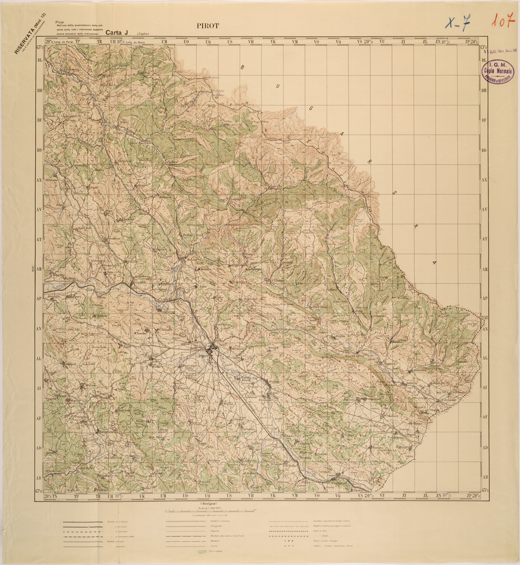 (N:27199) JUGOSLAVIA - CARTA J - PIROT (SE000712) Carte e stampe antiche: riproduzione a colori su carta (formato A1)