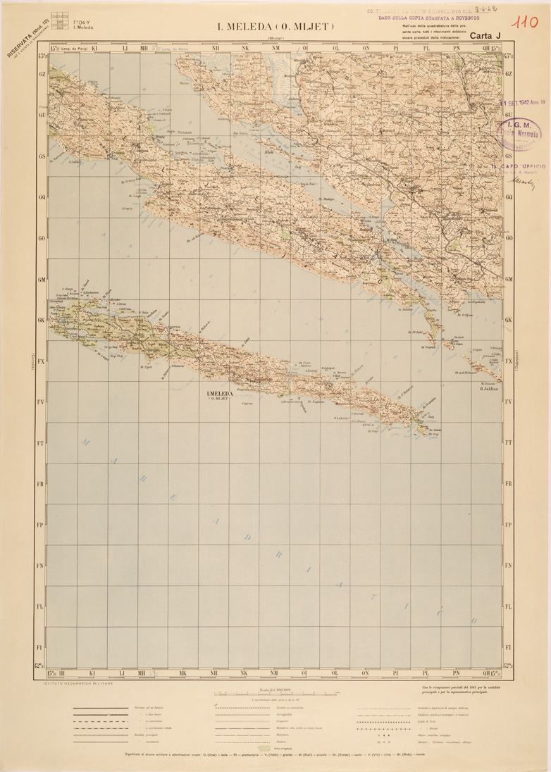 (N:27202) JUGOSLAVIA - CARTA J - I. MELEDA ( O. MLJET ) (SE000715) Carte e stampe antiche: riproduzione a colori su carta (formato A1)
