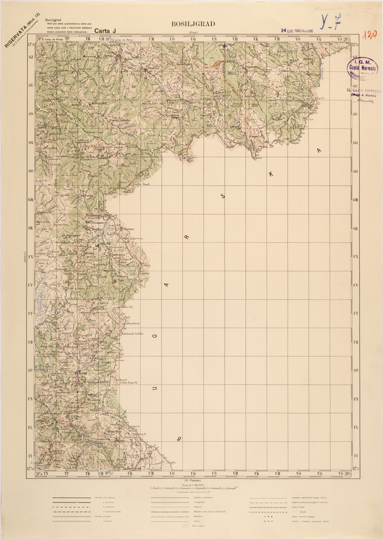(N:27212) JUGOSLAVIA - CARTA J - BOSILJGRAD (SE000725) Carte e stampe antiche: riproduzione a colori su carta (formato A1)