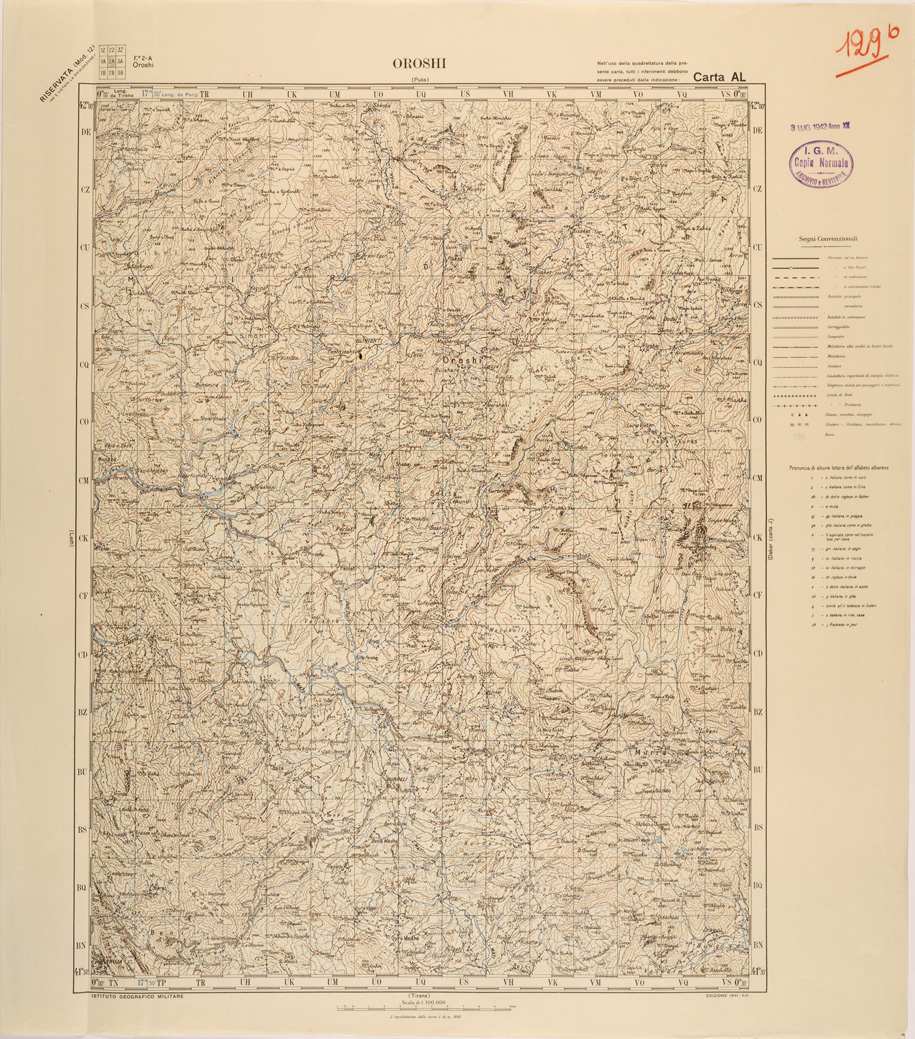 (N:27223) JUGOSLAVIA - CARTA AL - OROSHI (SE000736) Carte e stampe antiche: riproduzione a colori su carta (formato A1)