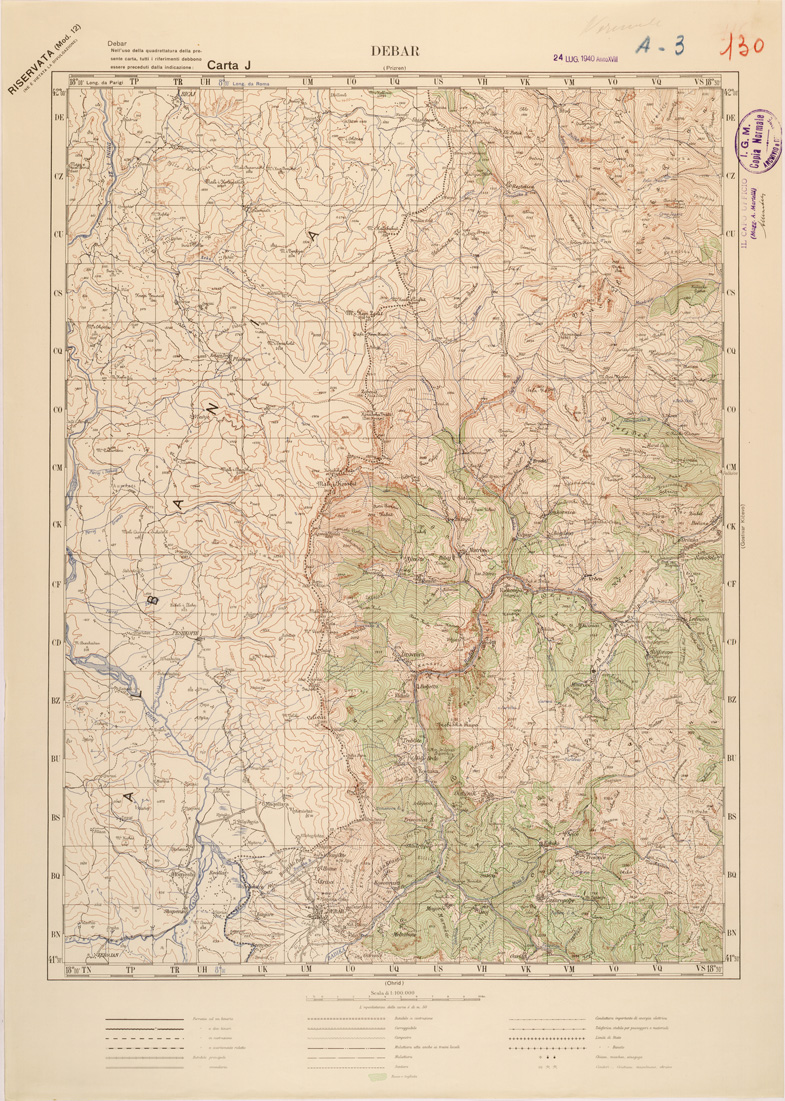 (N:27224) JUGOSLAVIA - CARTA J - DEBAR (SE000737) Carte e stampe antiche: riproduzione a colori su carta (formato A1)