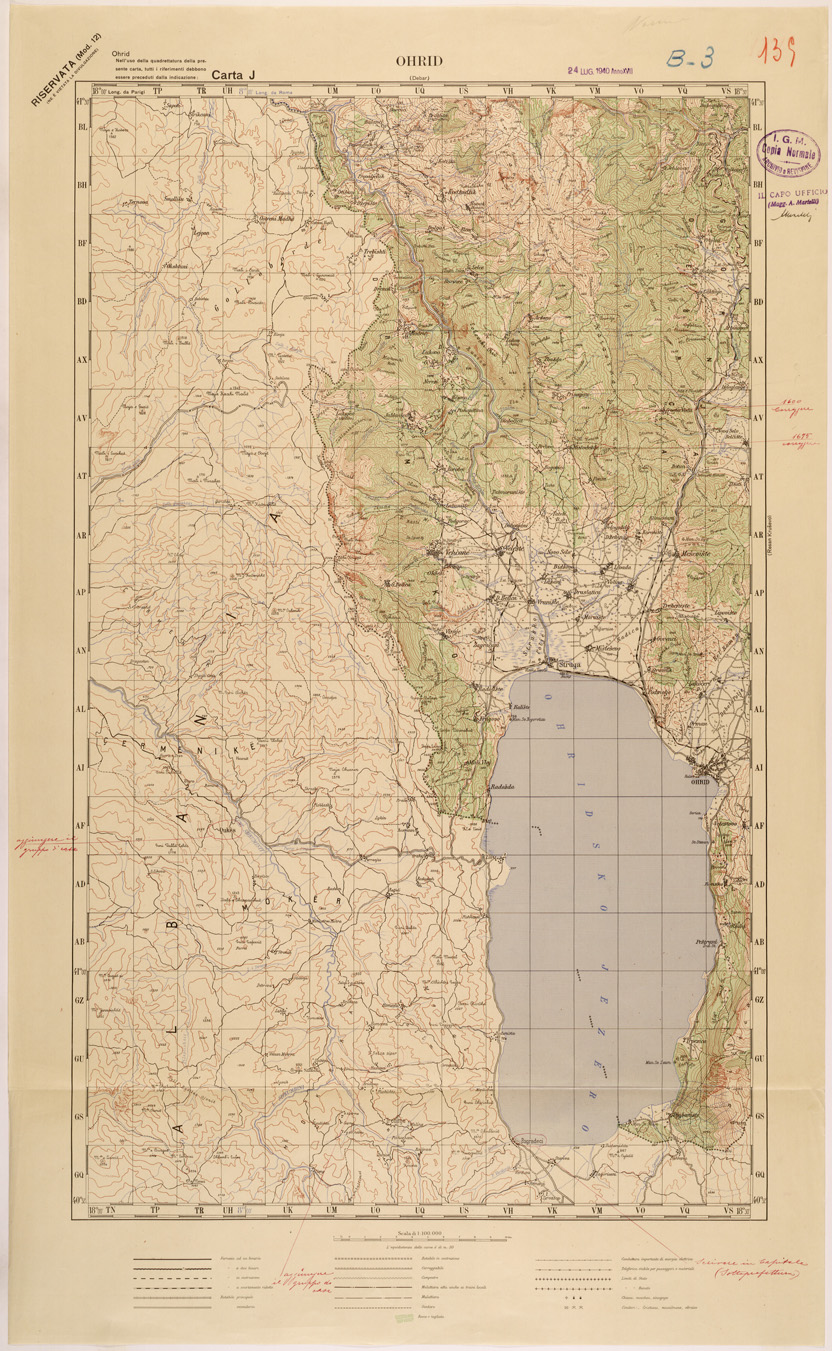 (N:27252) JUGOSLAVIA - CARTA J - OHRID (SE000743) Carte e stampe antiche: riproduzione a colori su carta (formato A1)