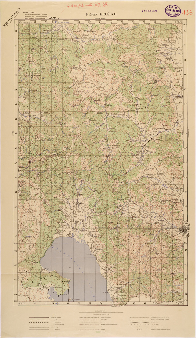 (N:27253) JUGOSLAVIA - CARTA J - RESAN KRUSEVO (SE000744) Carte e stampe antiche: riproduzione a colori su carta (formato A1)
