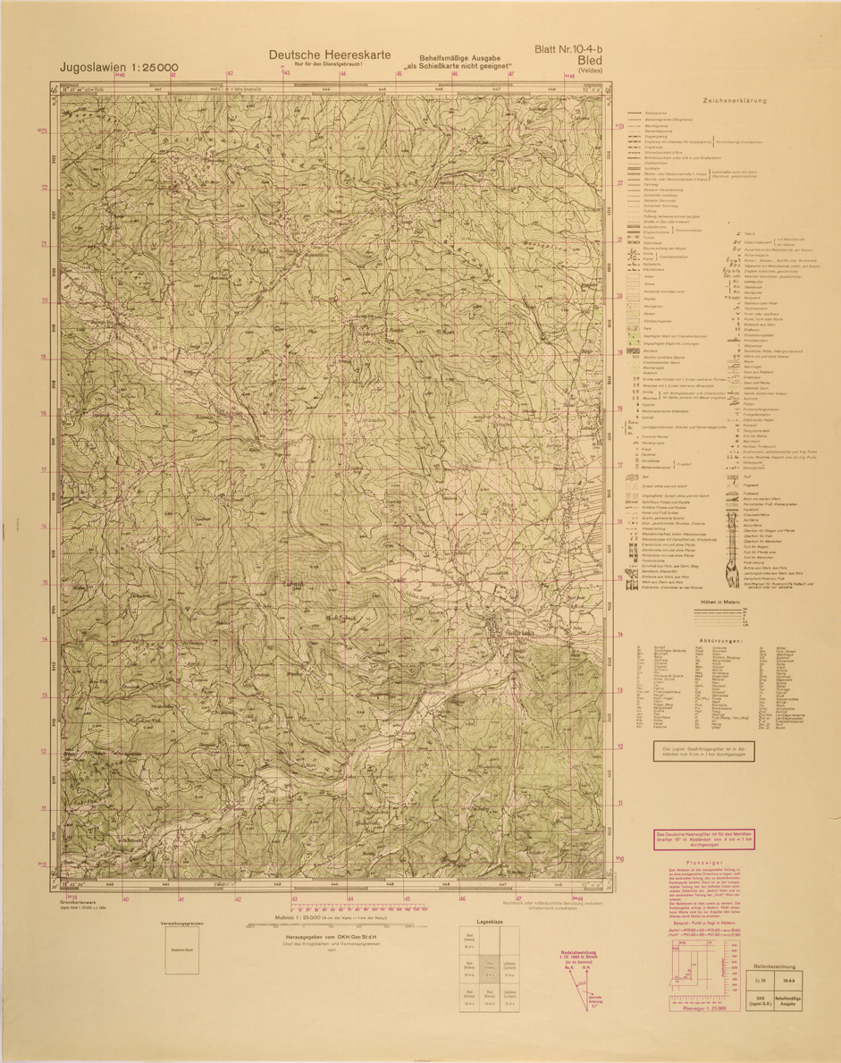 (N:26943) JUGOSLAVIA AL 25.000 - EDIZIONE TEDESCA - BLED 10-4-B. (SE000794) Carte e stampe antiche: riproduzione a colori su carta (formato A1)