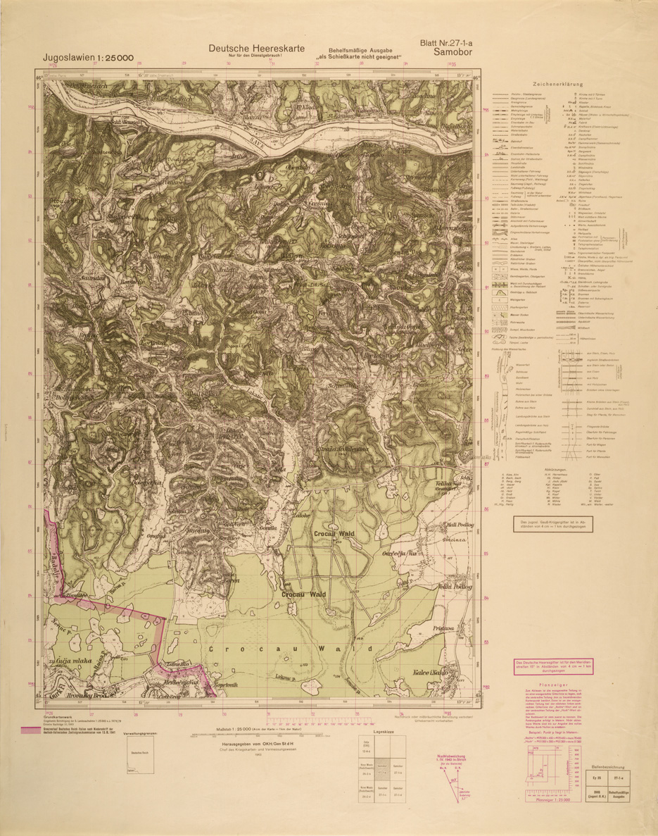 (N:26990) JUGOSLAVIA AL 25.000 - EDIZIONE TEDESCA - SAMOBOR 27-1-A. (SE000841) Carte e stampe antiche: riproduzione a colori su carta (formato A1)