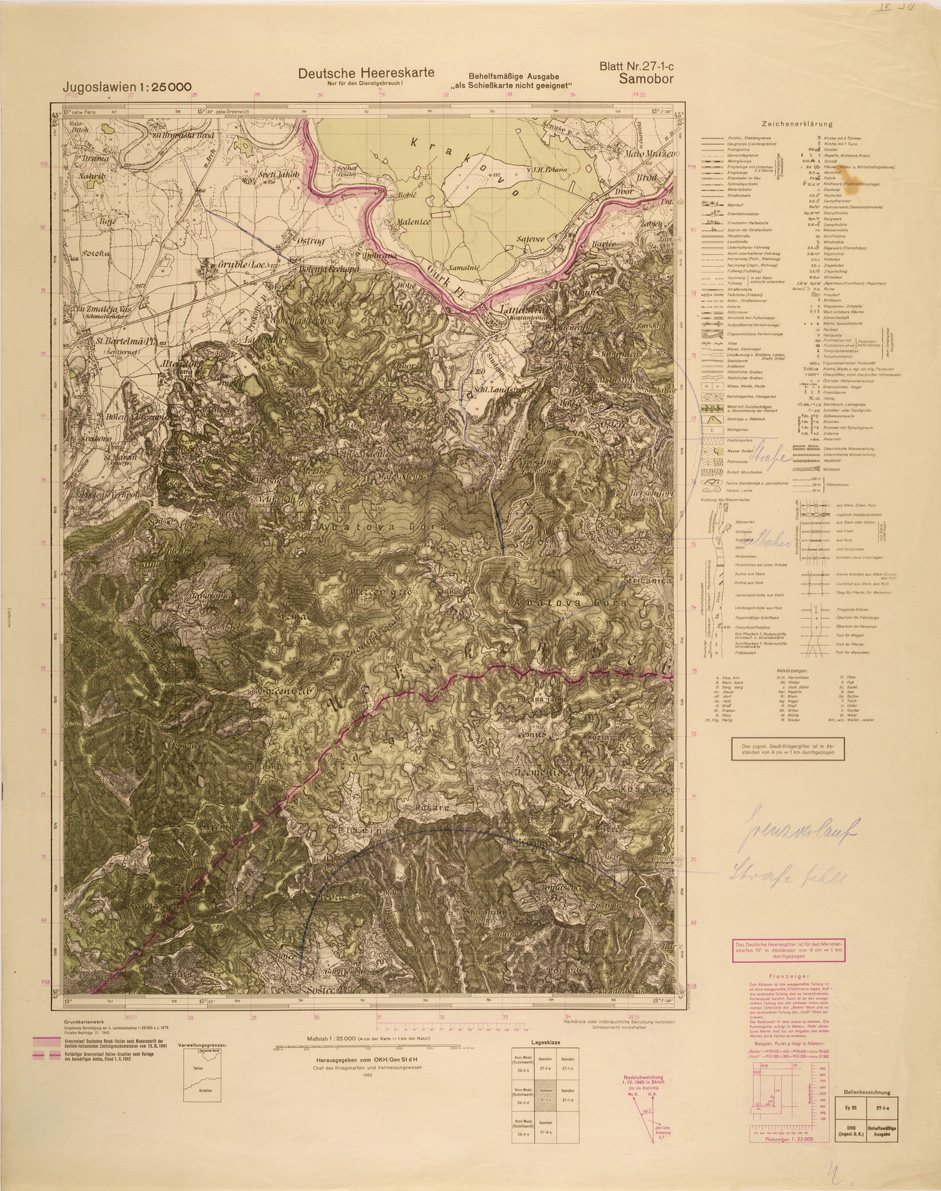 (N:26992) JUGOSLAVIA AL 25.000 - EDIZIONE TEDESCA - SAMOBOR 27-1-C. (SE000843) Carte e stampe antiche: riproduzione a colori su carta (formato A1)